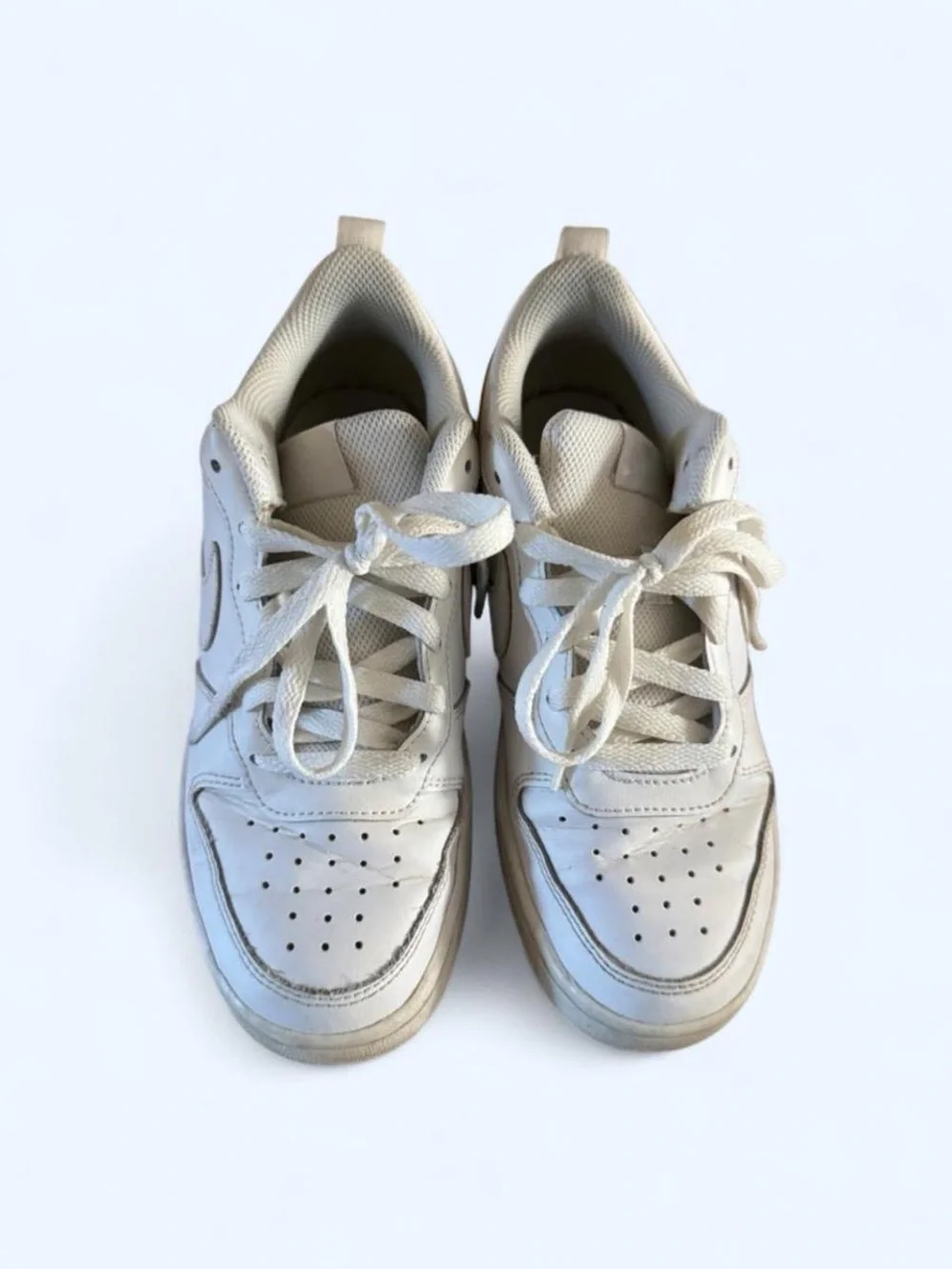 Nike Kids White Low-Top Sneakers with Swoosh